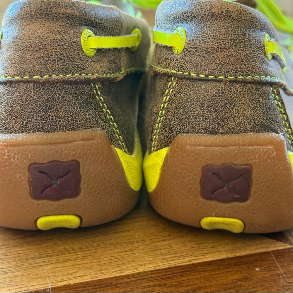 Twisted X Big Boy Moccasins in Brown and Neon Green - Picture 4 of 10